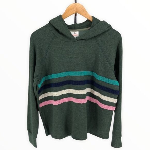 Sundry Green Galen Chenille Terry Striped Hoodie NWT - Picture 3 of 13